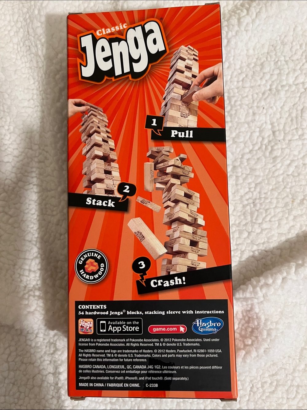 NWT Hasbro Jenga Tower Stacking Game - Orange and Natural Wood - Picture 2 of 4